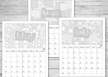 Free Printable Coloring Calendar For Adults 2023