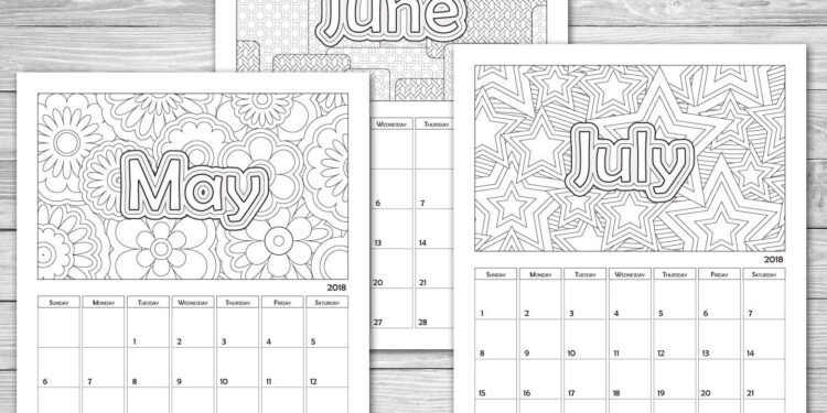 Free Printable Coloring Calendar For Adults 2023