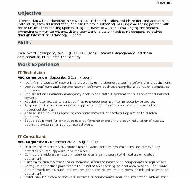 It Technician Resume