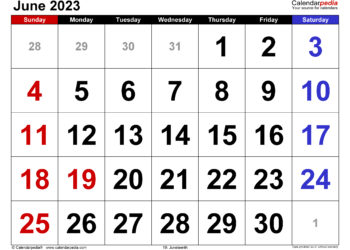 June 2023 Calendar Printable