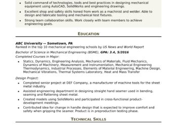 Mechanical Engineer Resume