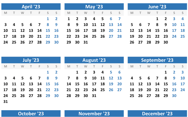 2023 Calendar Printable Yearly