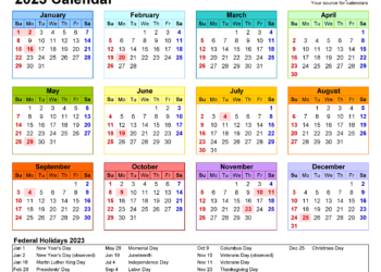 Large Calendar Printable 2023
