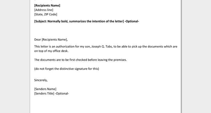 Authorization Letter Sample