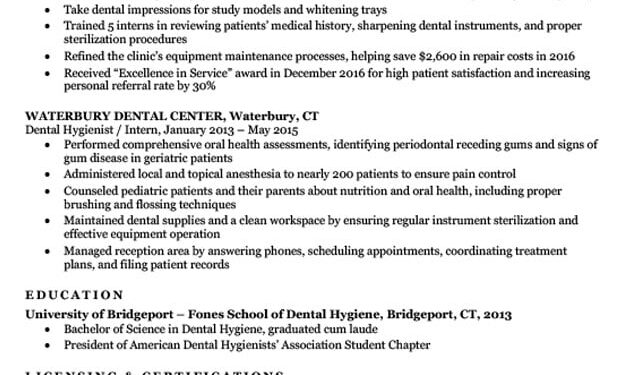Dental Hygienist Resume