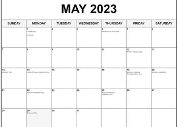 May 2023 Calendar Printable With Holidays