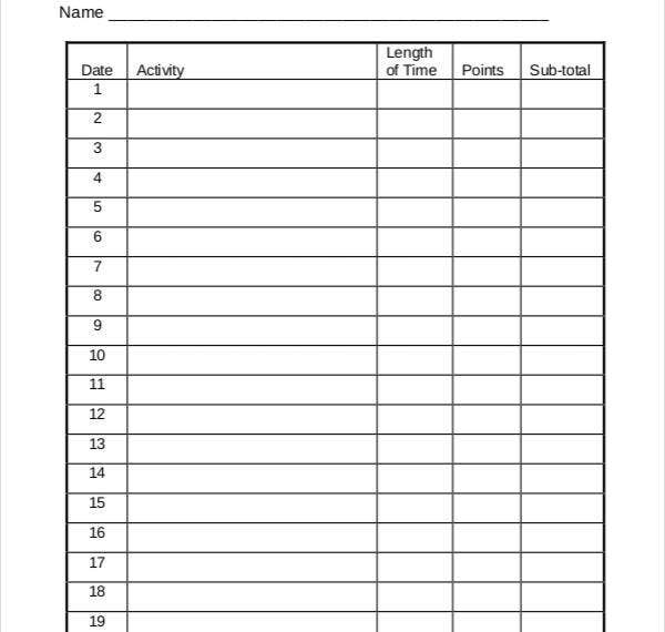 Monthly Sheet Templates