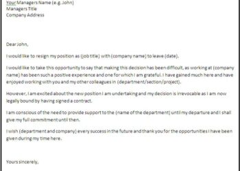 Sample Resignation Letter
