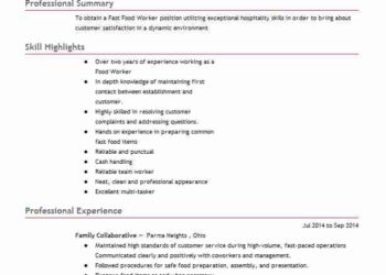 Fast Food Restaurants Resume