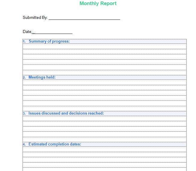 Monthly Report Template