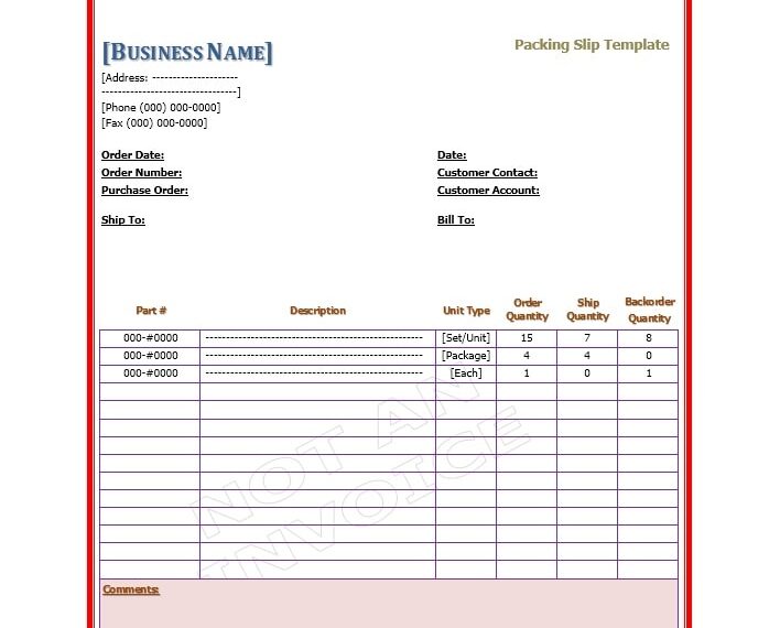 Packing Slip Template