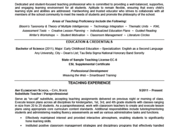 Teacher Resume Examples