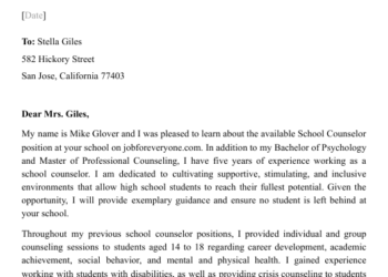 Counsellor Cover Letter