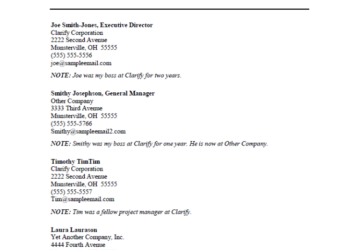 Employee References Template