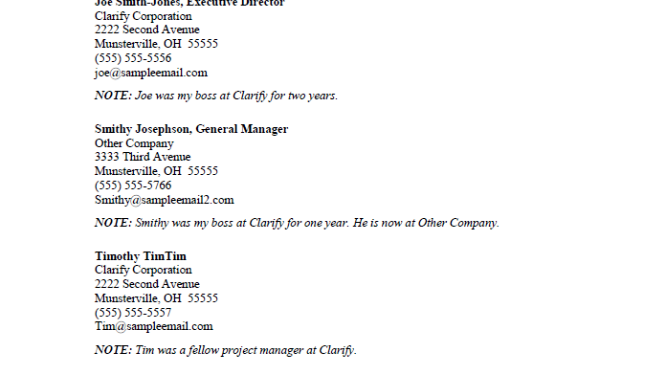Employee References Template