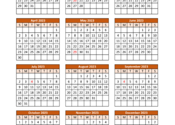 Printable Full Year Calendar 2023