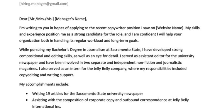 Cover Letters for Writers