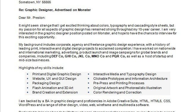 Cover Letter for Graphic Designer