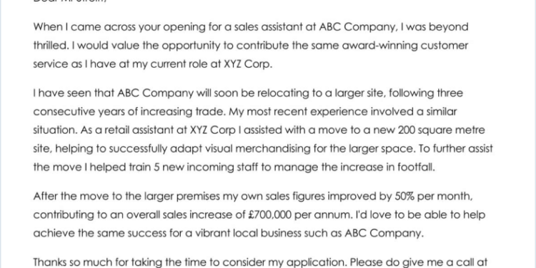 Cover Letter for Controller