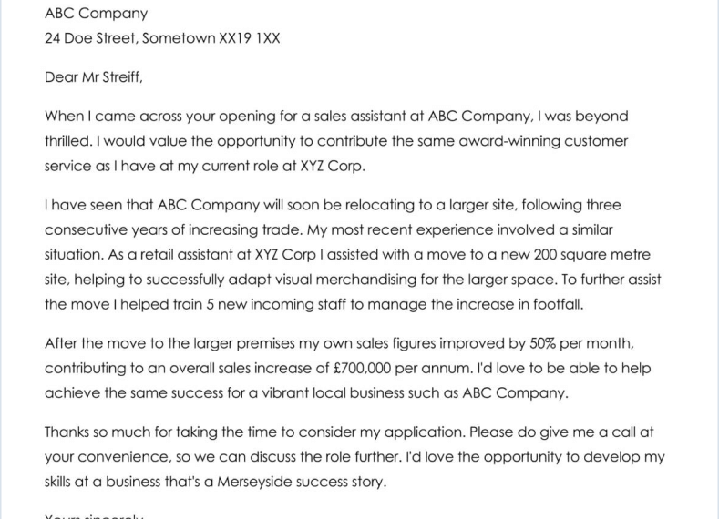 Cover Letter for Controller