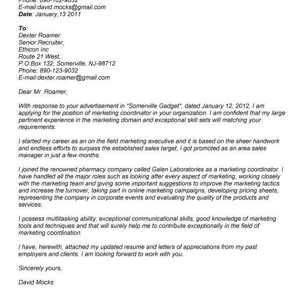 Event Coordinator Cover Letter