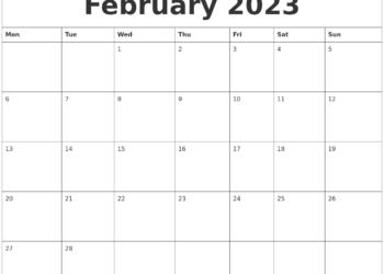 Feb 2023 Printable Calendar Pdf February