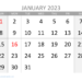Printable Calendar January 2023 Landscape Free
