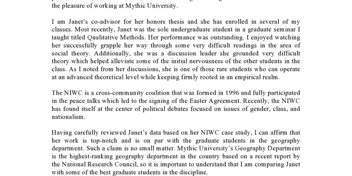 Scholarship Recommendation Letter