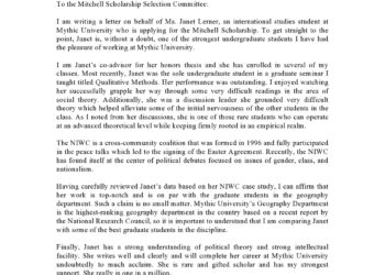 Scholarship Recommendation Letter