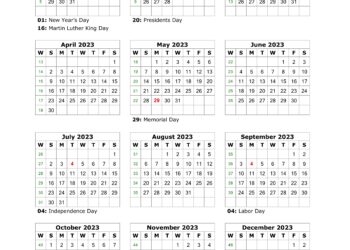 Vertical Printable Calendar 2023 (pdf, word, excel)