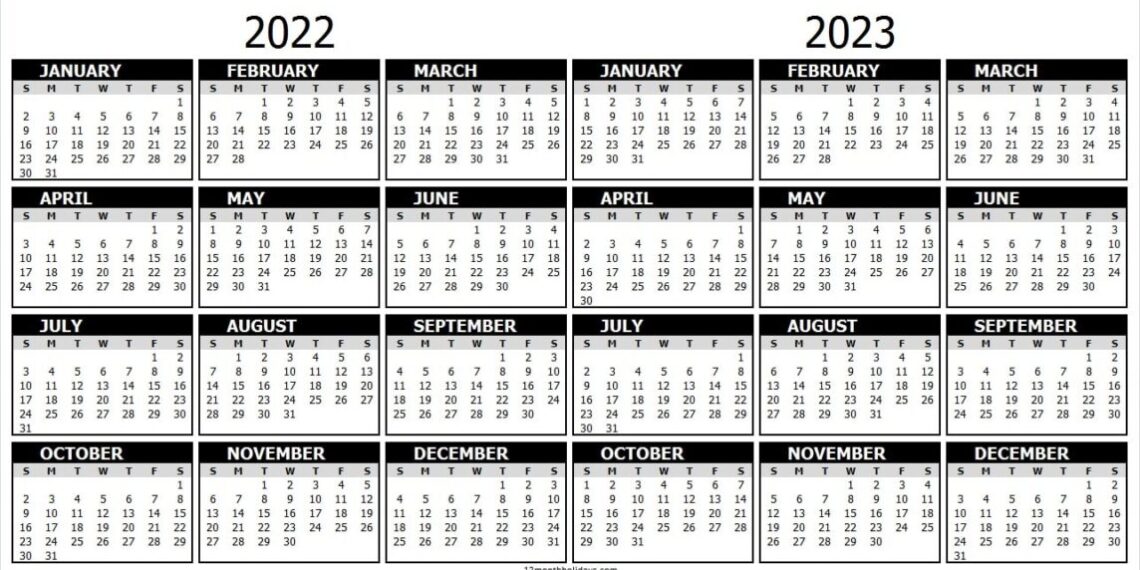 Printable 2 Month Calendar 2023