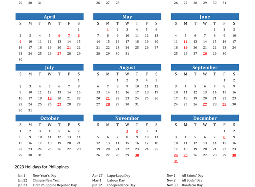 Free Colorful Printable 2023 Calendar With Holidays