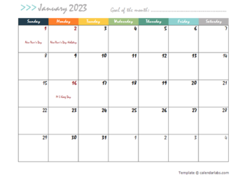 Editable 2023 Monthly Calendar Printable