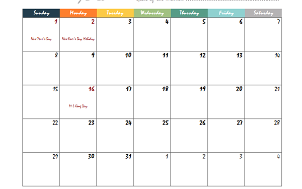 Editable 2023 Monthly Calendar Printable