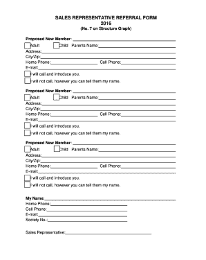 Sales Referral Form Template