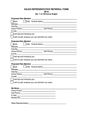 Sales Referral Form Template