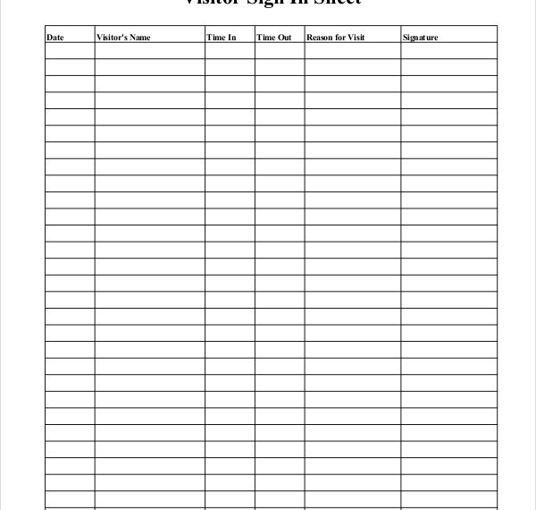 Sign in Sheet Pdf