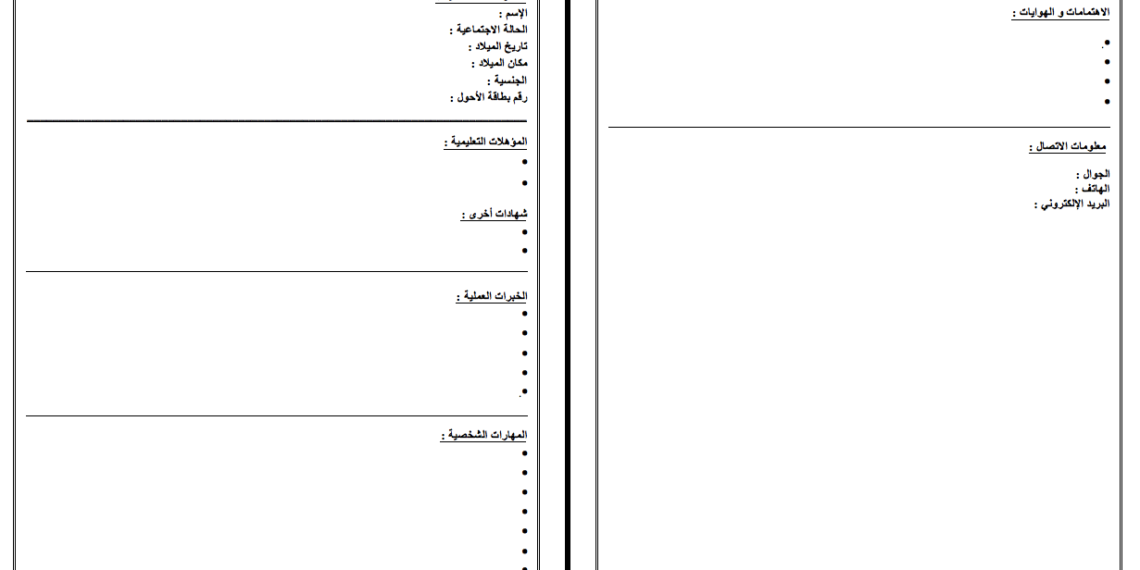 Sample Resume Arabic