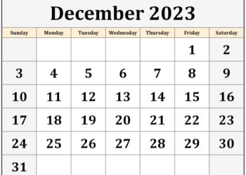 Calendar December 2023 Printable Blank