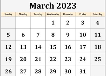 Free Printable March Calendar 2023 Monthly