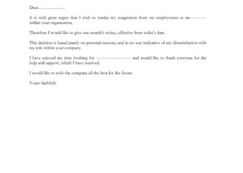 Sample Resignation Cover Letter