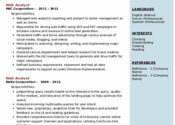 Web Analyst Resume Template