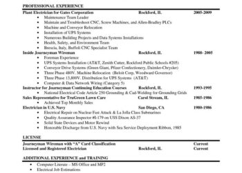 Industrial Electrician Resume