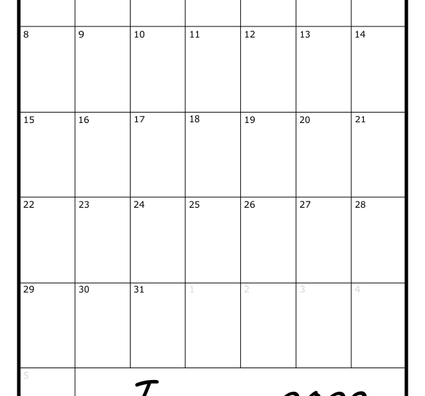 Printable Blank Monthly Calendar 2023