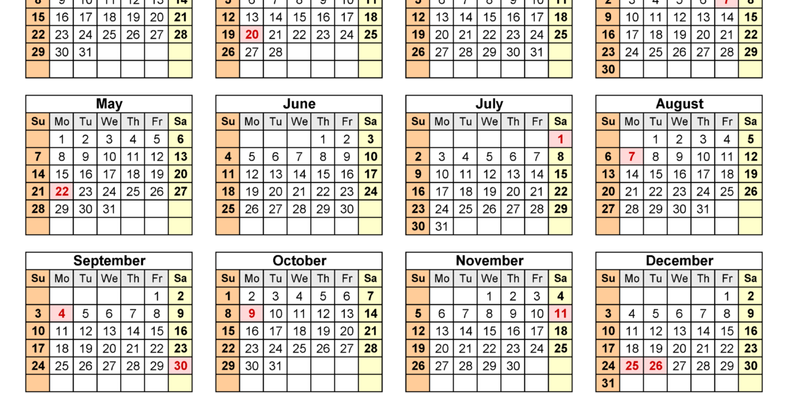 2023 Calendar Printable Canada