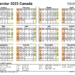 2023 Calendar Printable Canada