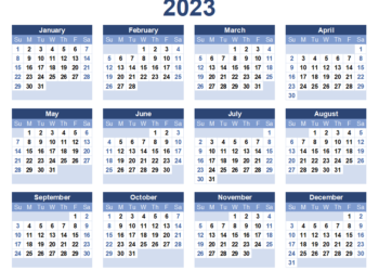 Year To A Page Calendar 2023 Printable