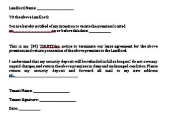 30 Day Notice Letter to Landlord