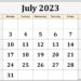 July Calendar 2023 Printable Monthly