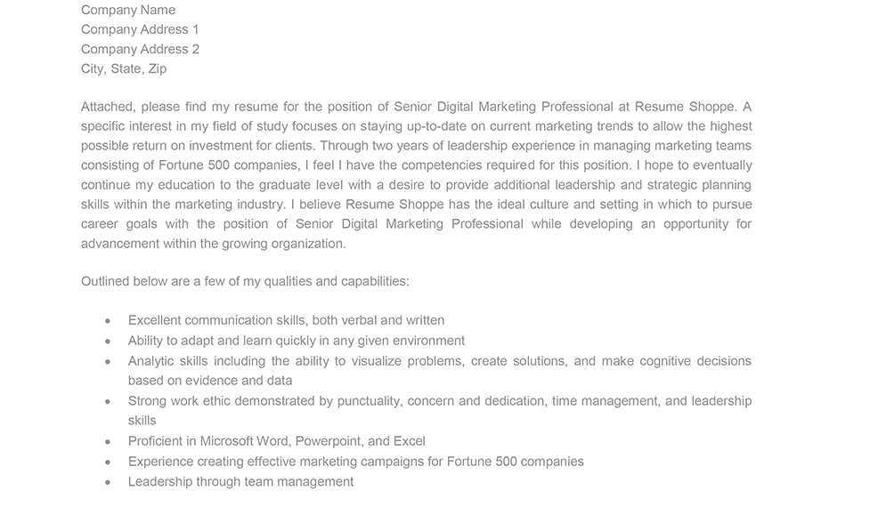 Creative Cover Letter Template
